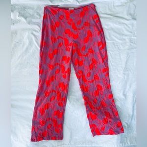 EUC - RVCA Drip High-Waisted Pants - “Cyclamen” (lavender& neon red) Size 29